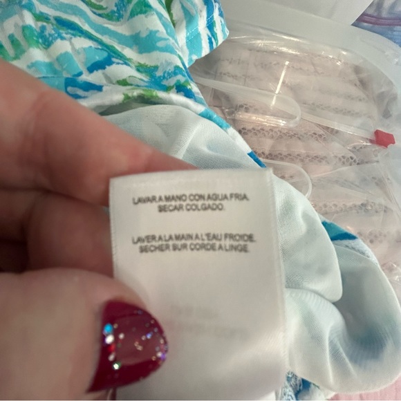 Alfred Dunner petite white blue green crossover stripes lattice lined tee Size L - Picture 10 of 12